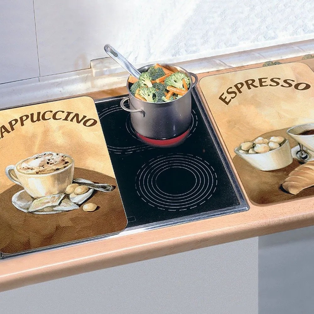 Szklane płyty ochronne COFFEE na kuchenkę – 2 sztuki, WENKO