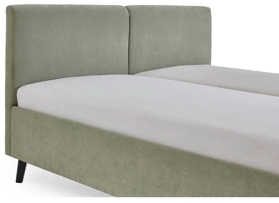Jasnozielone tapicerowane łóżko dwuosobowe ze stelażem 160x200 cm Piano – Meise Möbel