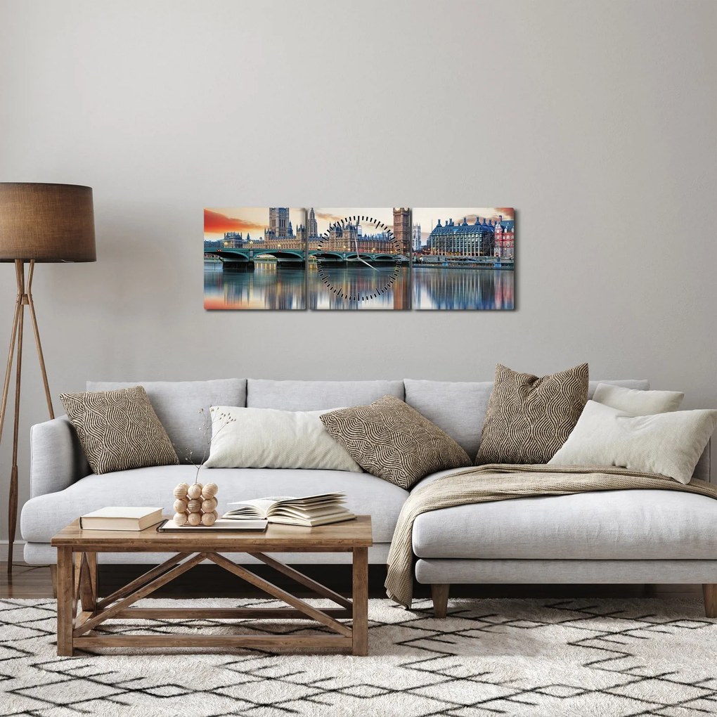 Obraz - Houses of Parliament w Londynie (z zegarem) (90x30 cm)