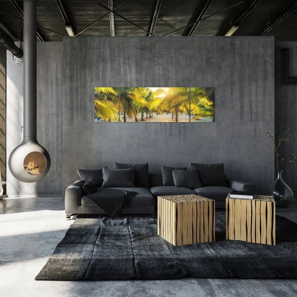 Obraz - Kobieta w palmach (170x50 cm)