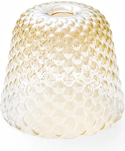 Dyfuzor szklany bursztynowy do lamp wiszących - wykończenie przezroczyste, wzór dekoracyjny, oprawka E27 (duże szkło) śr. 25 x 21,5