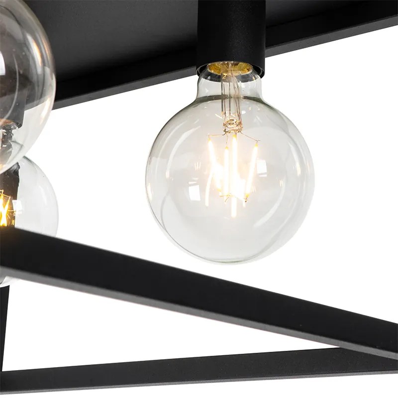 Industrialna lampa sufitowa czarna 40 cm 4-światła - CagePrzemysłowy Oswietlenie wewnetrzne