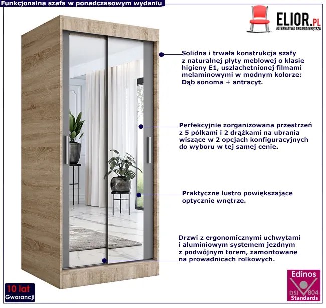 Szafa przesuwna w kolorze dąb sonoma + antracyt Z1-W97