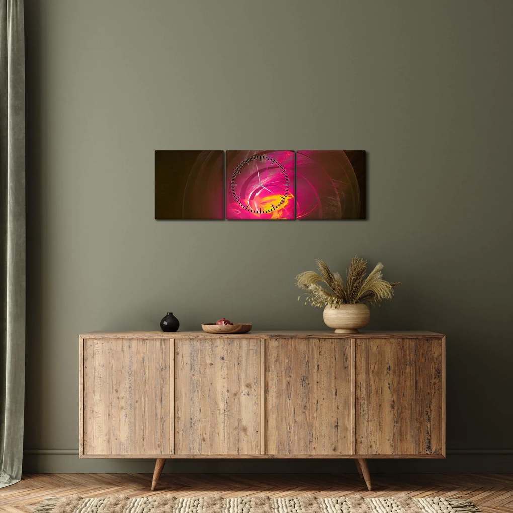 Obraz - abstrakcja spiralna (z zegarem) (90x30 cm)