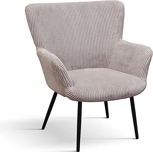 Różowy fotel z tkaniny z efektem aksamitu i antracytowymi metalowymi nogami - MEGEVE