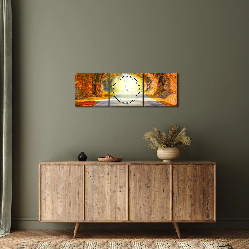 Obraz - Brama wykonana z koron drzew (z zegarem) (90x30 cm)