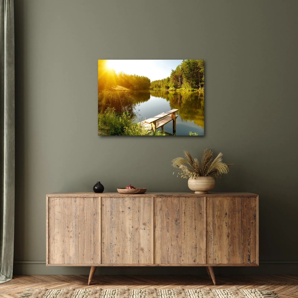 Obraz - Jezioro w pobliżu lasu (70x50 cm)