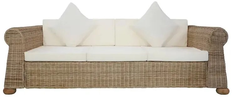 Brązowa 3-osobowa sofa z rattanu - Asha