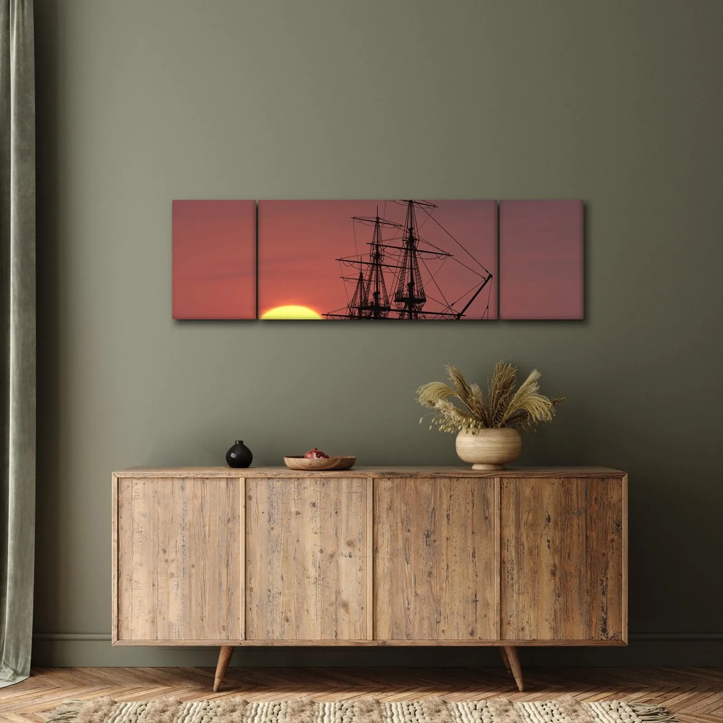 Obraz - Średniowieczny statek (170x50 cm)