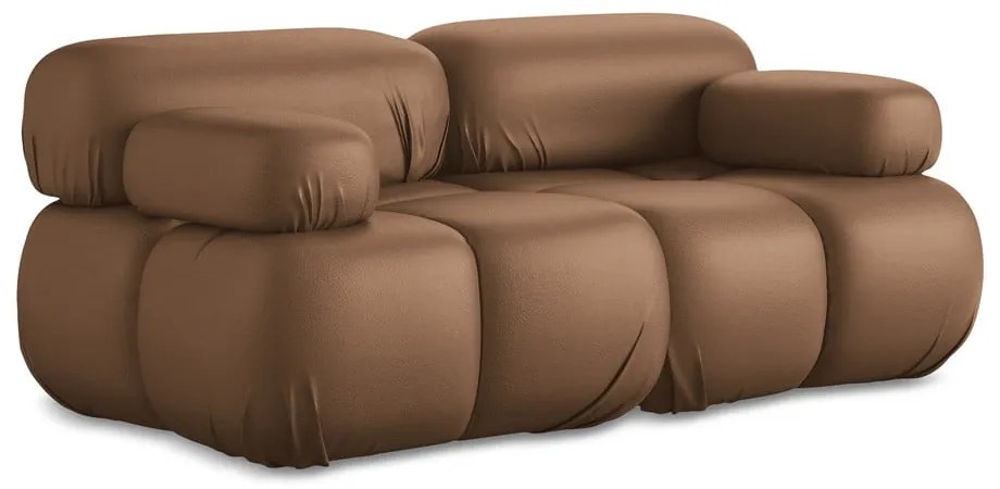 Brązowa sofa modułowa z imitacji skóry 190 cm Lokua – Makamii