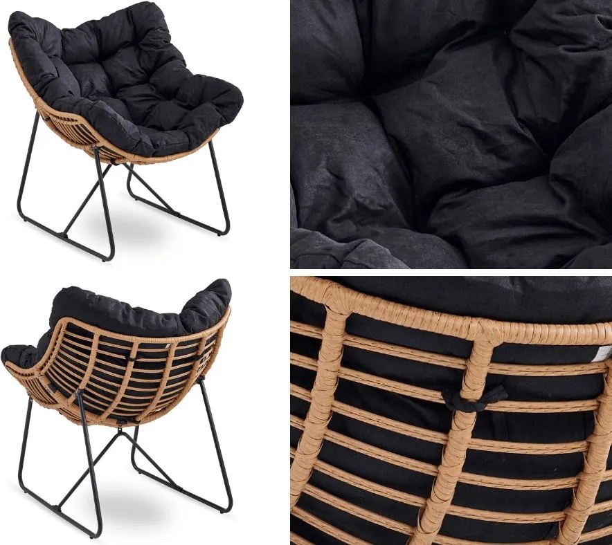 Fotel ogrodowy z poduchą Fin na płozach, czarny