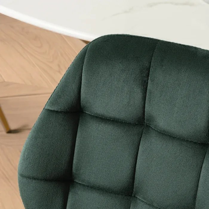 Krzesło Tapicerowane do Jadalni LUCKY Zielone Welurowe Glamour