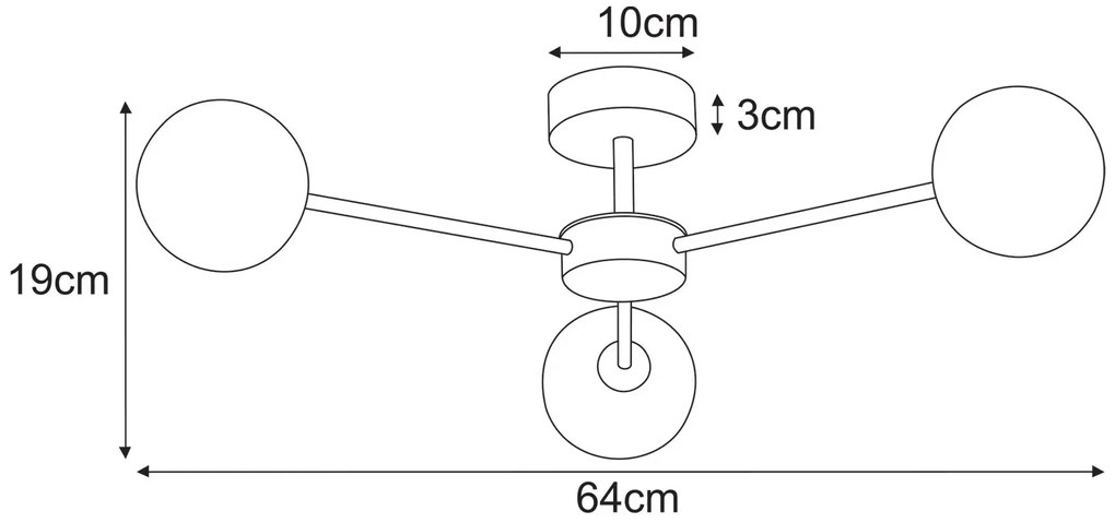Bursztynowy szklany żyrandol trzyramienny R8-R09