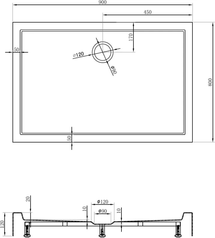 Mexen Flow+ brodzik prostokątny 90 x 80 cm, biały połysk - 46R108090H