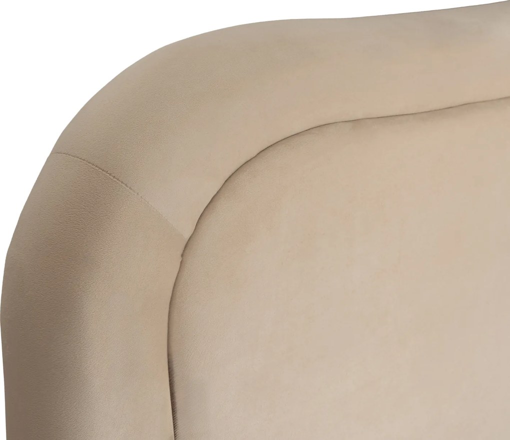 Łóżko Tapicerowane 160x200 cm HAGA ze Stelażem i Pojemnikiem Dwuosobowe Welurowe Kremowe