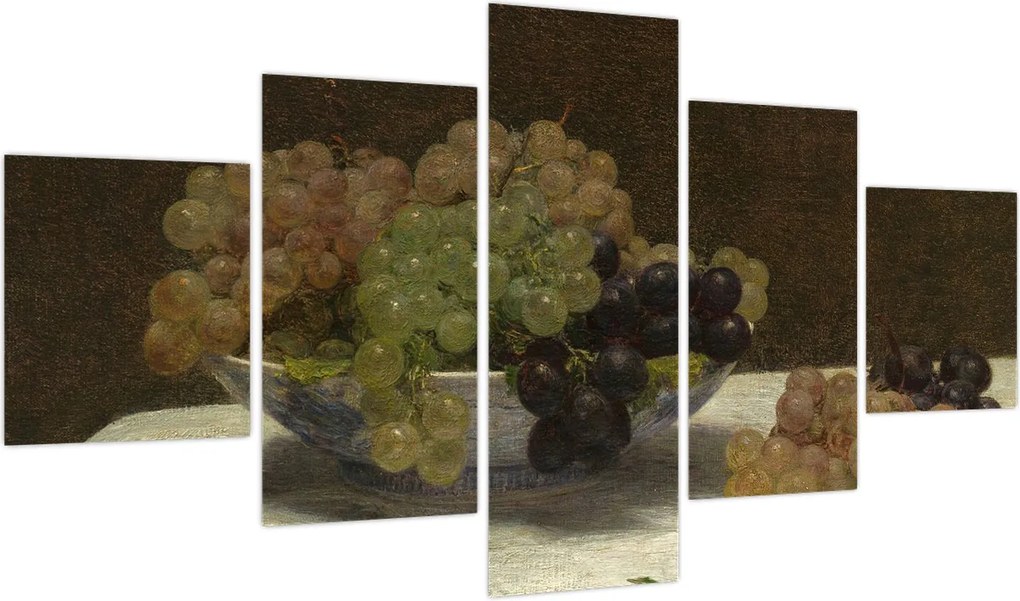 Obraz - Henri Fantin-Latour, Still Life with Grapes and a Carnation, reprodukcje (125x70 cm)