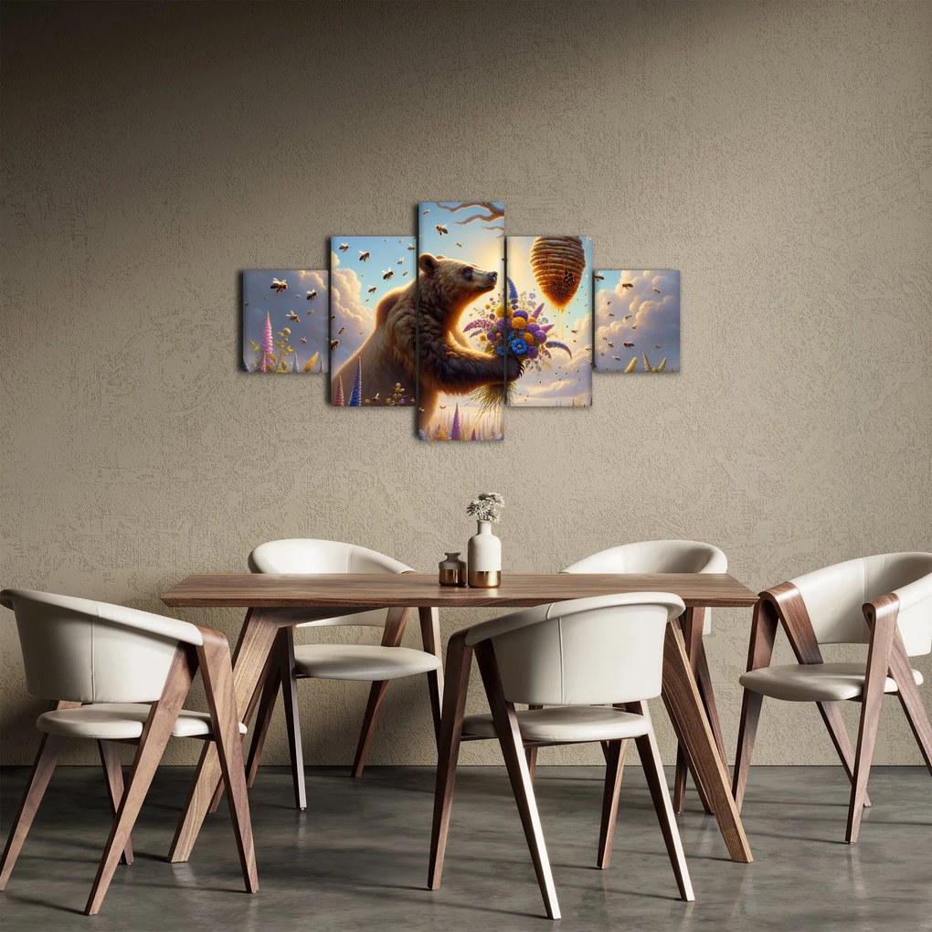 Obraz - Niedźwiedź i pszczoły (125x70 cm)