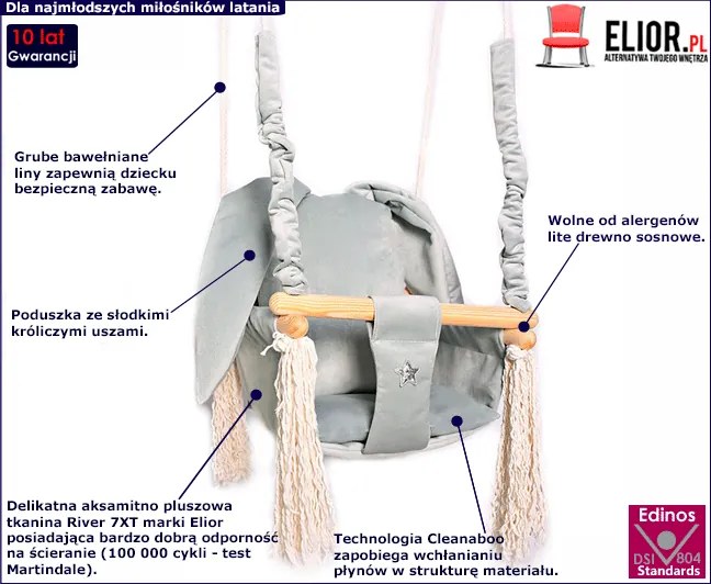 Szara huśtawka dla dzieci królik P2-R87