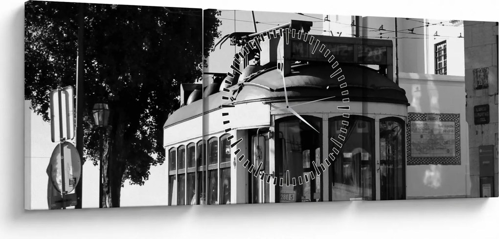 Obraz - Tramwaj (z zegarem) (90x30 cm)