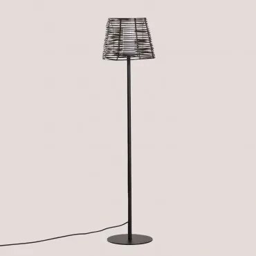 Zewnetrzna Lampa Podlogowa Bissel Wood Effect Ciemnobrązowy - Sklum