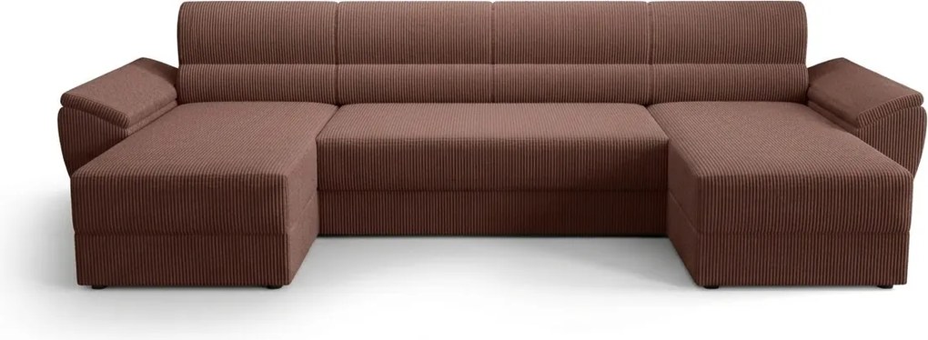 Rozkładana sofa w kształcie U TAVERO 321x140 cm, ciemnoróżowa