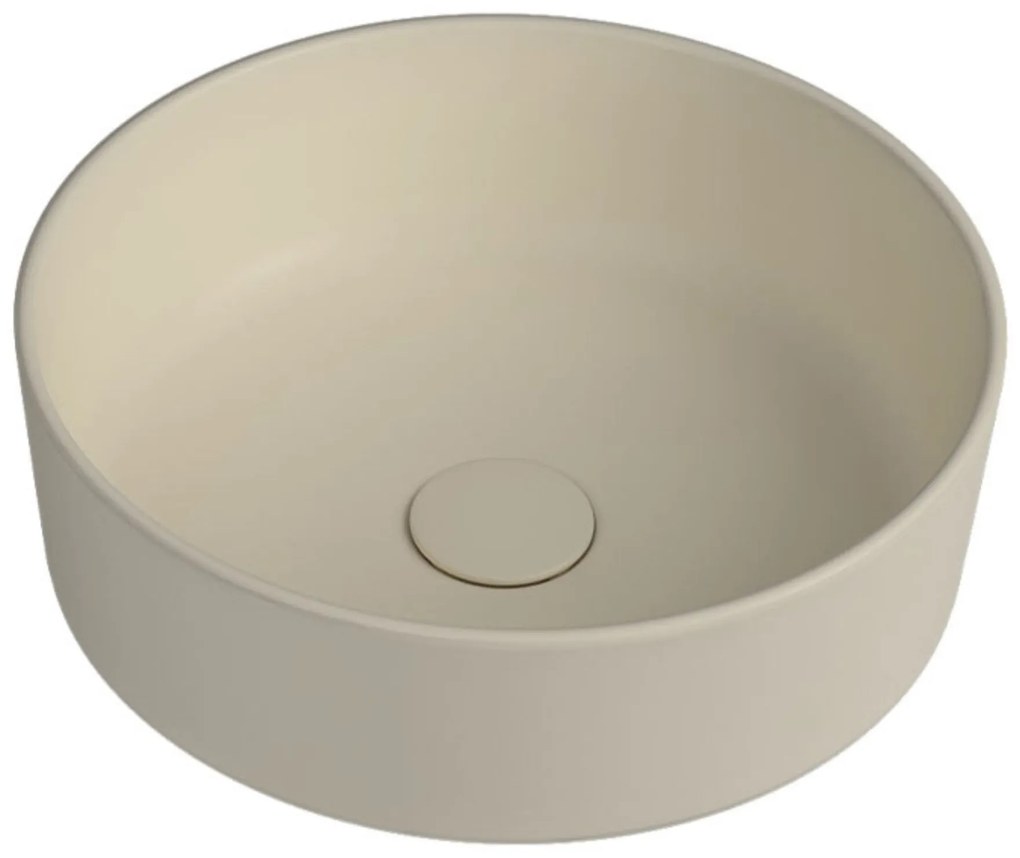 Umywalka ceramiczna nablatowa okrągła beżowa bez otworu na baterię 42 cm LERA Ivory