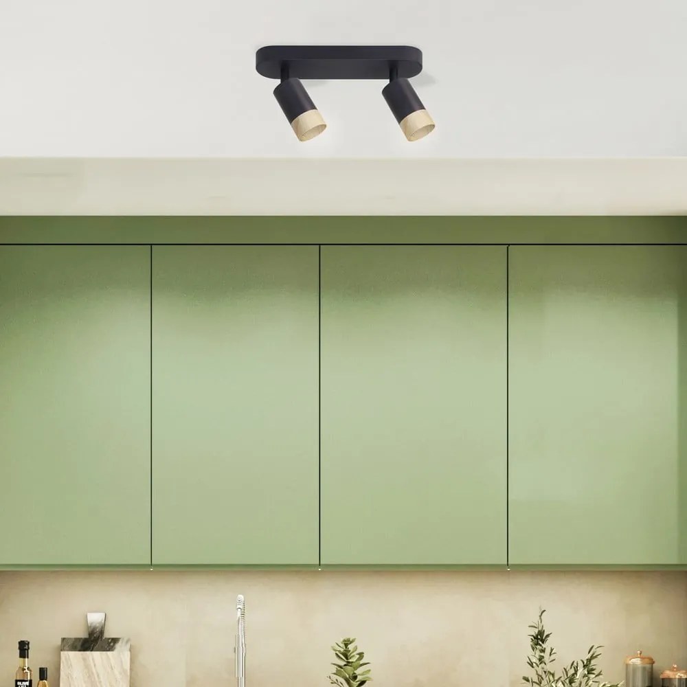 Czarno-naturalna lampa sufitowa z metalowym kloszem 34x5.5 cm Conti – Candellux Lighting