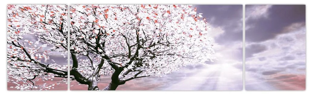 Czerwony obraz drzewa (170x50 cm)