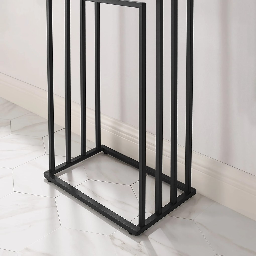 Stojak na ręczniki LINESTRO metalowy z 4 ramionami 93x45cm, czarny