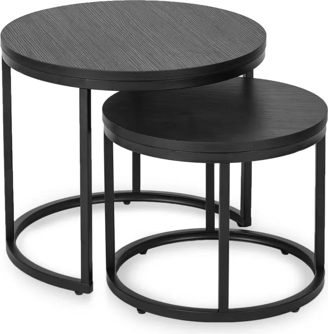 Zestaw Stolików Kawowych MANU 43 cm/53 cm Czarny Nowoczesny Loft