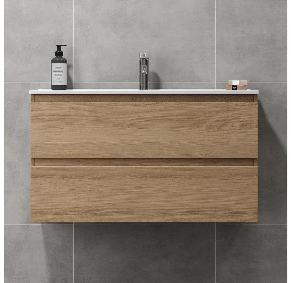 Szafka łazienkowa z umywalką KENWOOD 91 cm dąb