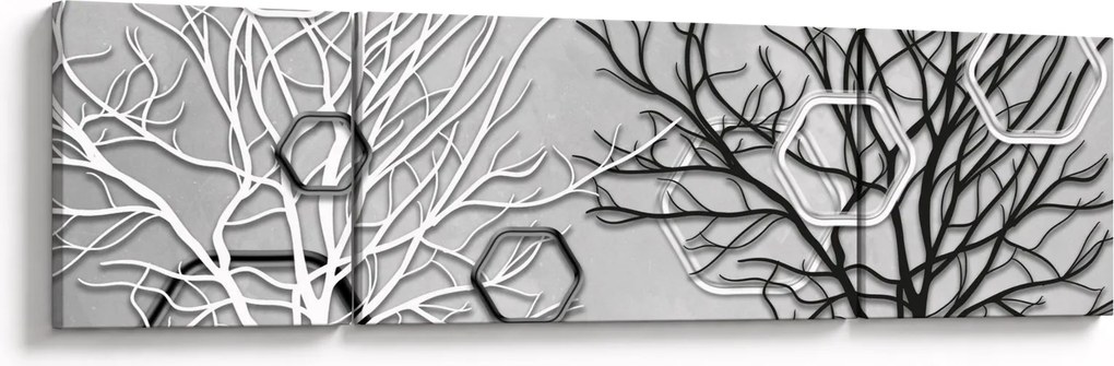 Abstrakcyjny obraz z drzewami (170x50 cm)