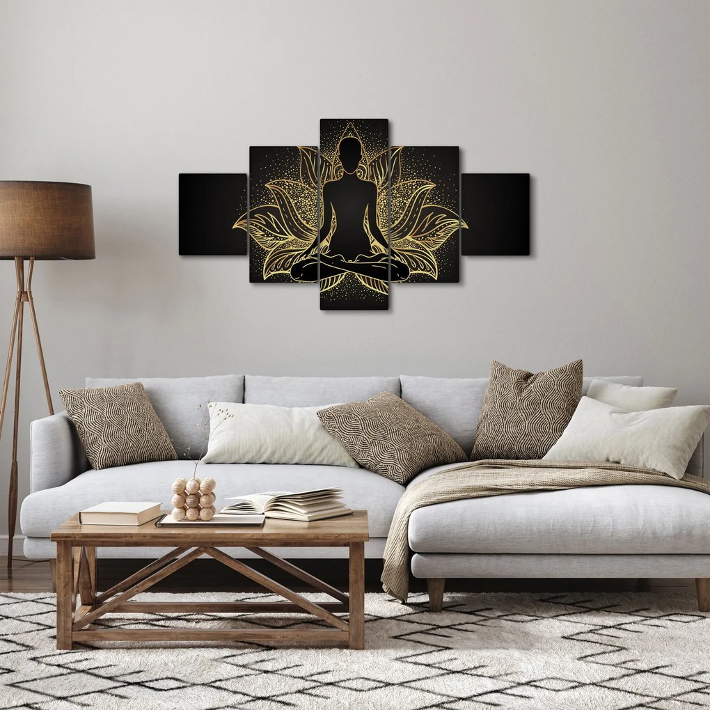 Obraz sylwetki w kwiecie lotosu (125x70 cm)