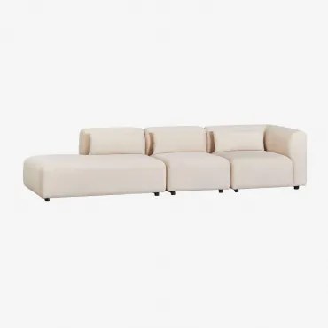 Sofa Modułowy Narożny 3-częściowy Z Lewym Szezlongiem Fogler Sztruks Beż Lniany - Sklum