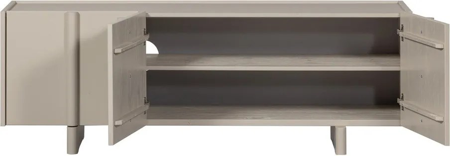 Jasnoszara szafka pod TV z litego drewna sosnowego 152x53x46 cm Basu – WOOOD