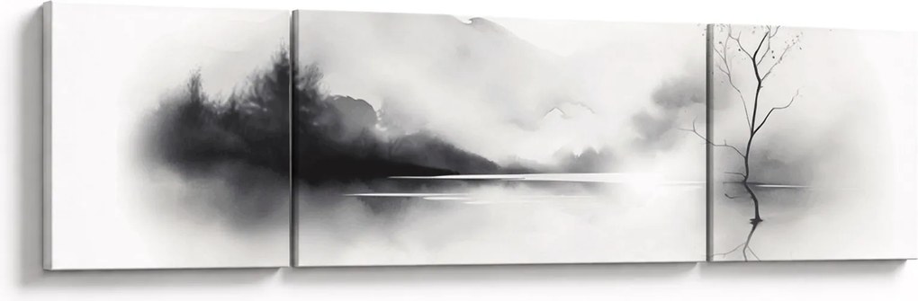 Obraz - Malowany tuszem krajobraz (170x50 cm)