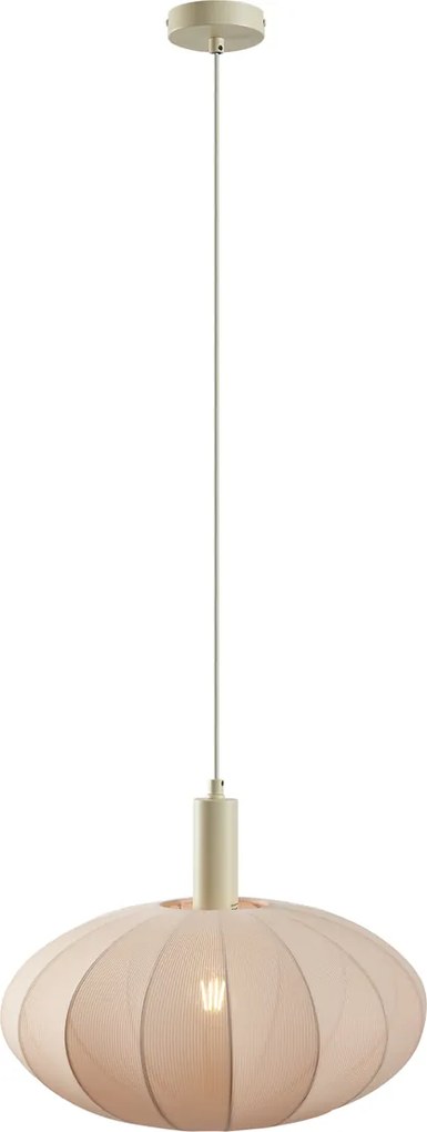 Lampa wisząca Japandi beżowa z materiałowym abażurem - Bida
