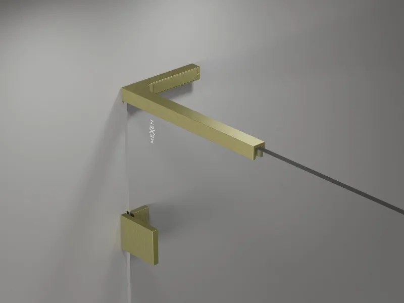 Mexen Lunar L ścianka prysznicowa Walk-in lewa 100 x 200 cm, transparent 8 mm, złota szczotkowana - 830L-100-000-55-00-L