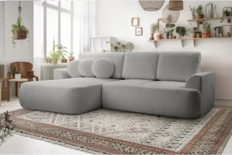 Narożnik VELO wolnostojący układ L strona Lewa z funkcją spania w tkaninie Coral 75