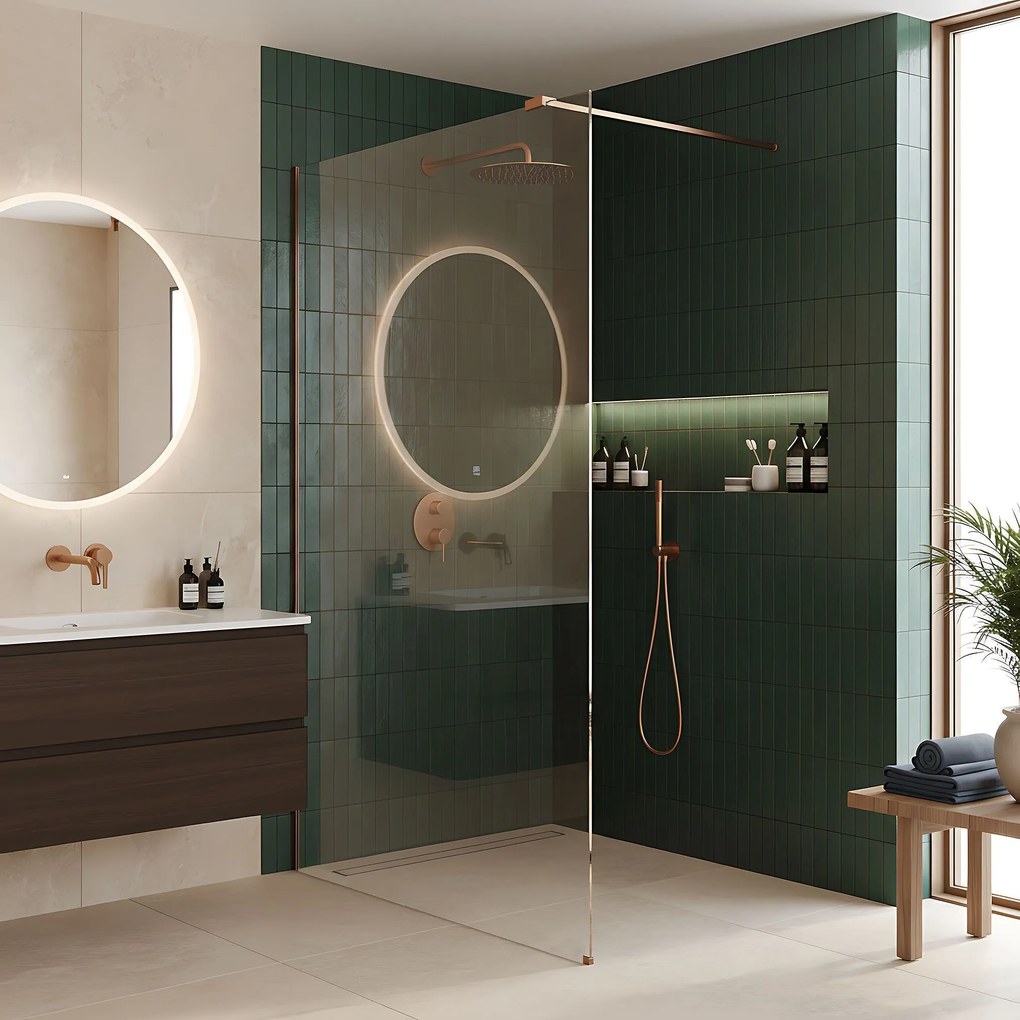 Kabina prysznicowa Walk-In Rea Flexi Transparent / Brush Copper 140