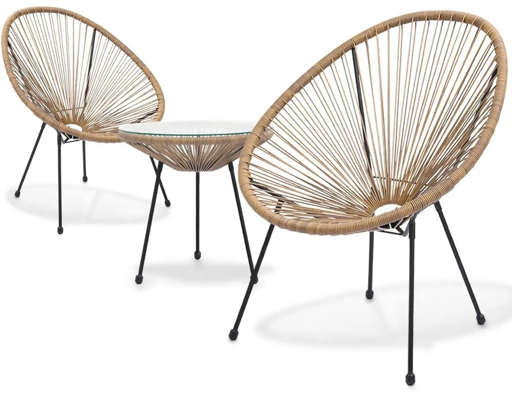 Zestaw mebli ogrodowych Acapulco 2 krzesła + stolik BEŻ