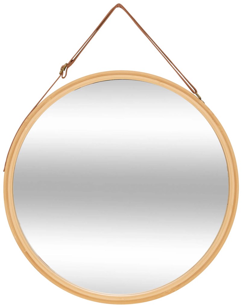 Okrągłe lustro w bambusowej ramie LOBEE, Ø 38 cm