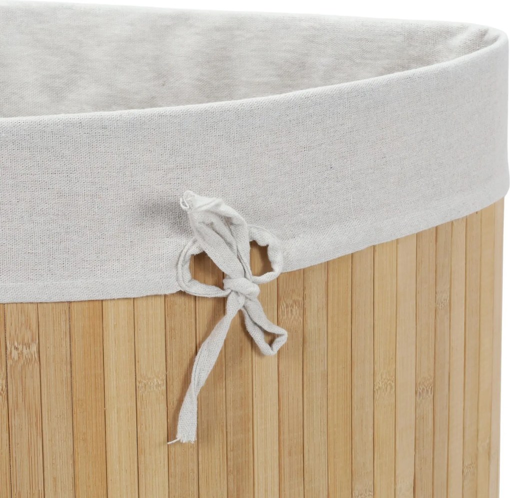 Narożny kosz na pranie ARCO, bambus, 60 l