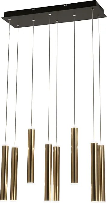 Lampa wisząca Fabas Luce Prado z 8 światłami - 52 W, ściemnialna dioda LED - mosiężny, liniowy design