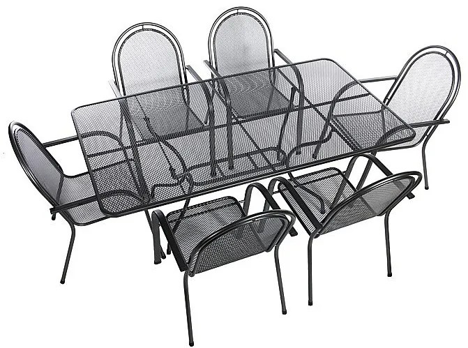 Metalowy zestaw ogrodowy CORINA III. 1 + 6 Stół prostokątny 190x105 cm (CT0310)