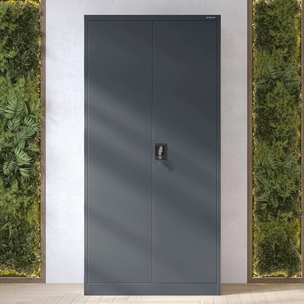 Szafa gospodarcza metalowa DAWID, 900 x 1850 x 450 mm, antracytowa