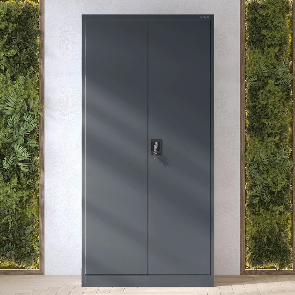 Szafa metalowa wielofunkcyjna z drążkiem antracytowa, 900x1850x450 mm: DAWID