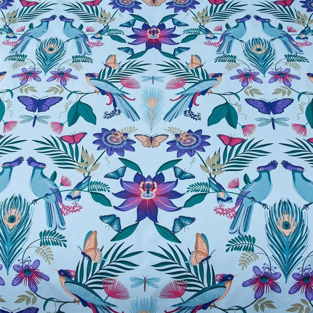 Niebieska pościel dwuosobowa 230x220 cm Mya Tropical Floral – Catherine Lansfield