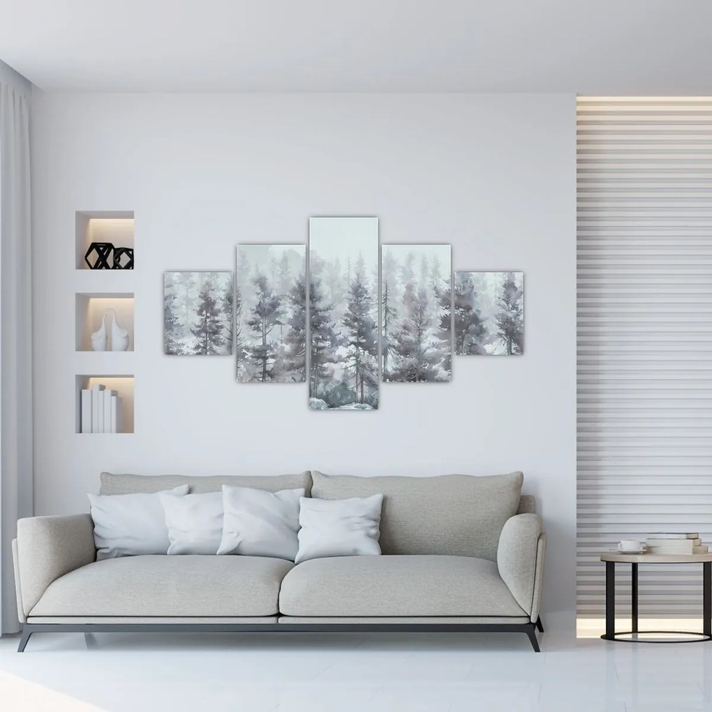 Obraz - Pine forest II, aquarel (125x70 cm)