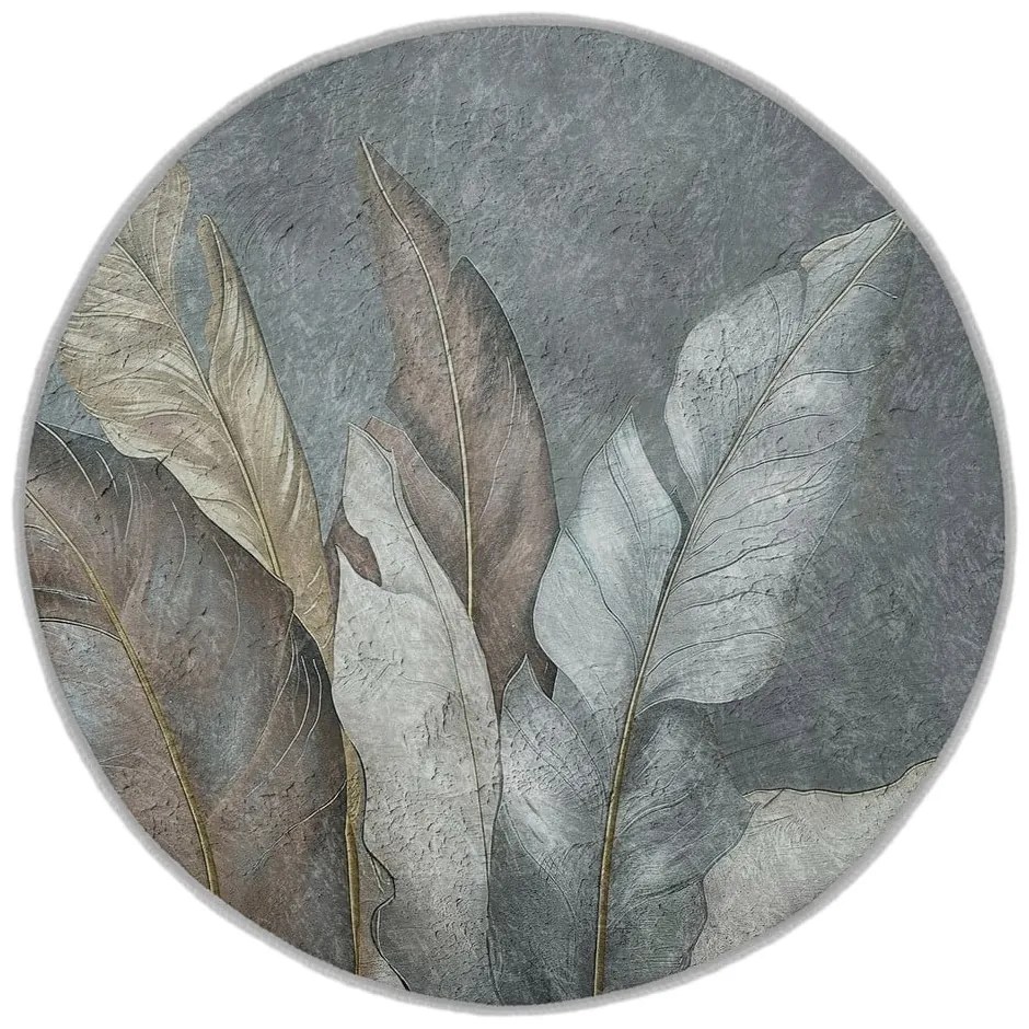 Zielono-szary okrągły dywan odpowiedni do prania ø 120 cm Dusty Leaves – Mila Home